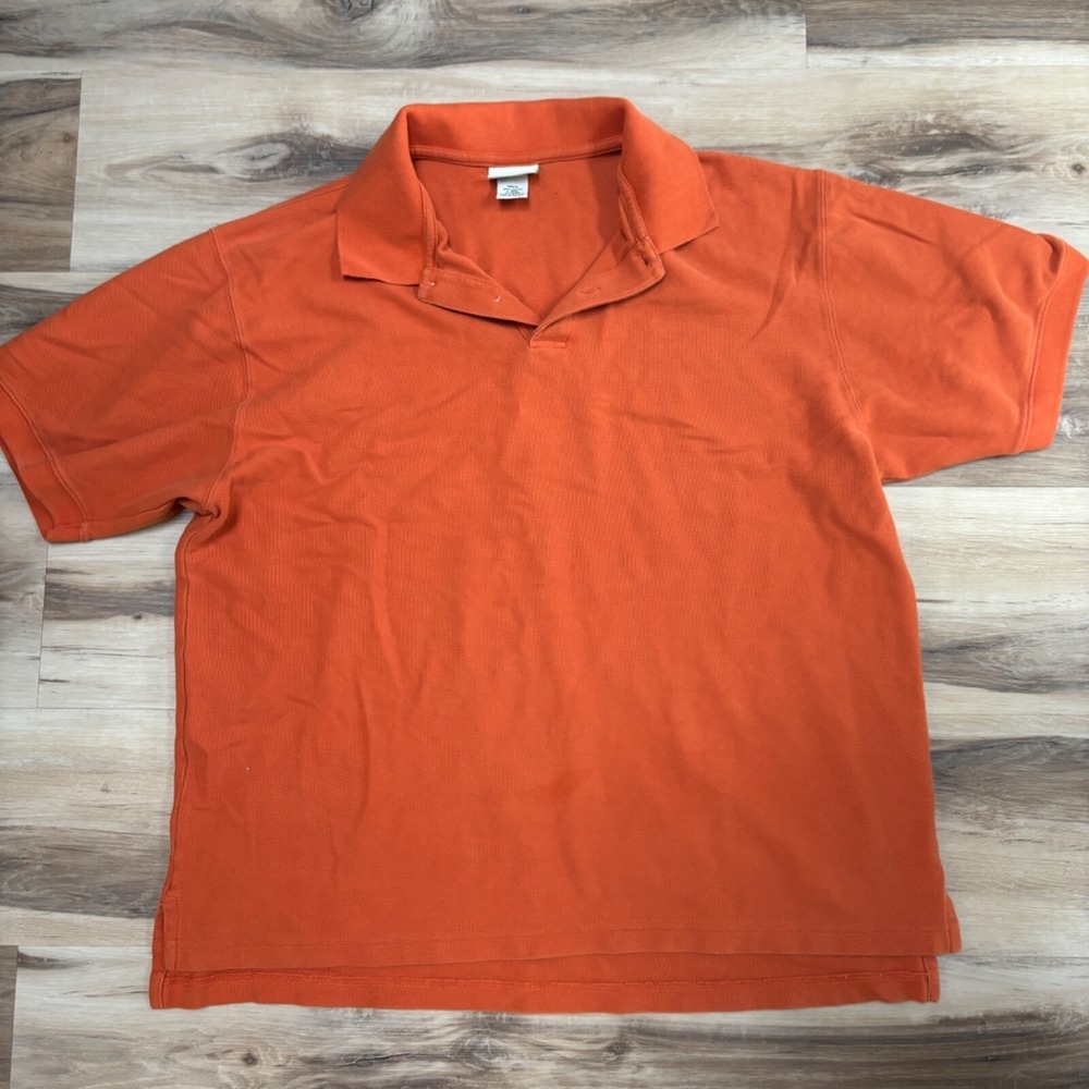 LL Bean Polo Shirt Men L Heritage 100% Cotton Classic Fit Orange Casual Workwear